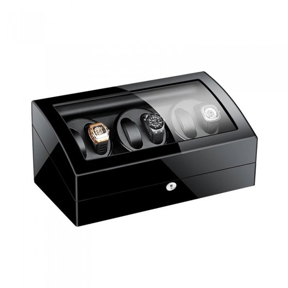 Black Six Automatic Watch Winder with 7 Extra Storages Spaces