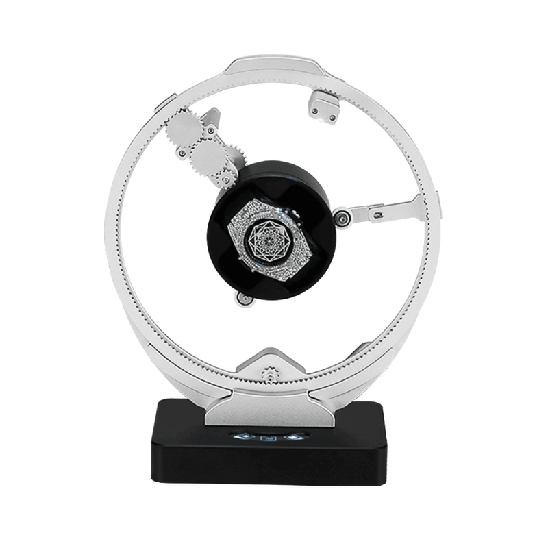 Roroos Planetary Gear Orbital Watch Winder in silver – single automatic watch gyroscope winder