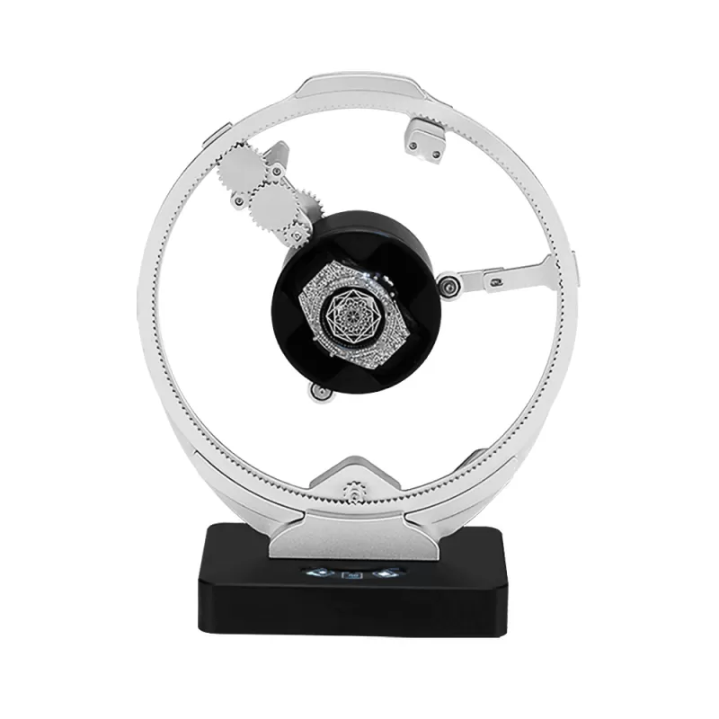 Roroos Planetary Gear Orbital Watch Winder in silver – single automatic watch gyroscope winder