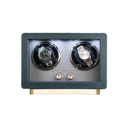 Retro Green Leather Double Watch Winder for Rolex Watches