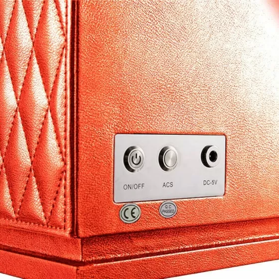 Rich orange leather 4 watch winder – bold statement piece back view