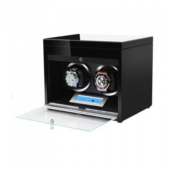 2 Watch Winder in Black with Extra Storage Area