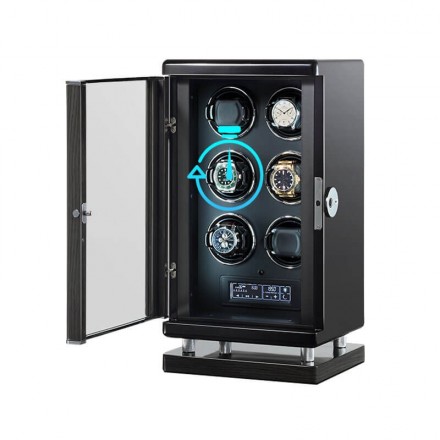 Best Design 6 Wooden Automatic Watch Winder Storage Box with LCD Touch Screen Overview