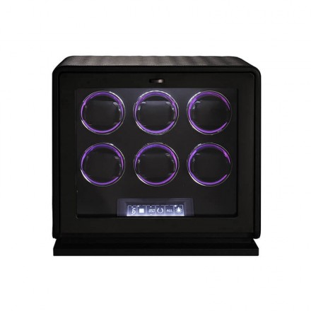 Luxury 6 Watch Winder in Black Leather