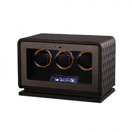Luxury 3-Watch Winder with Black Leather for Automatic Watches Overview