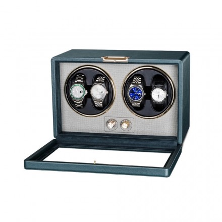 Roroos green leather quad watch winder holding 4 Rolex automatic watches Overview