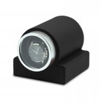 Remontoir de montre simple classique en cuir noir avec fenêtre en verre