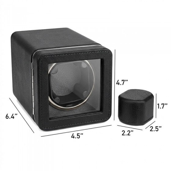 Nappa premium black leather single automatic watch winder box size