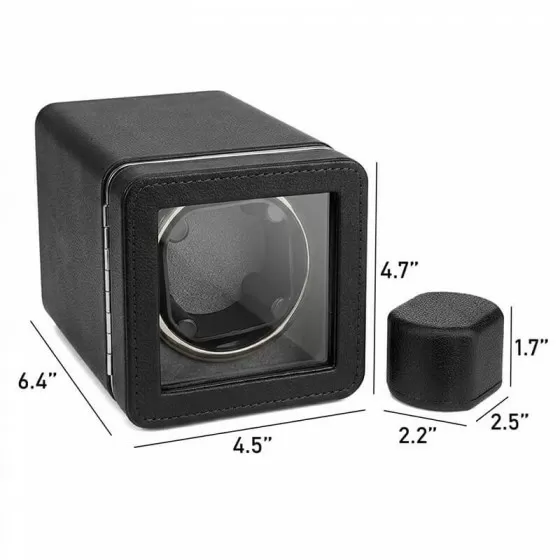 Nappa premium black leather single automatic watch winder box size