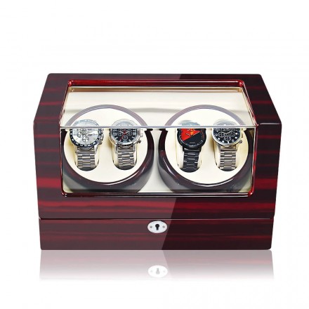 Ebony wood 4 watch winder with quiet motor and four independent winding slots – Roroos