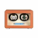 Avvolgitori automatico per doppi orologi LCD Touch in pelle marrone