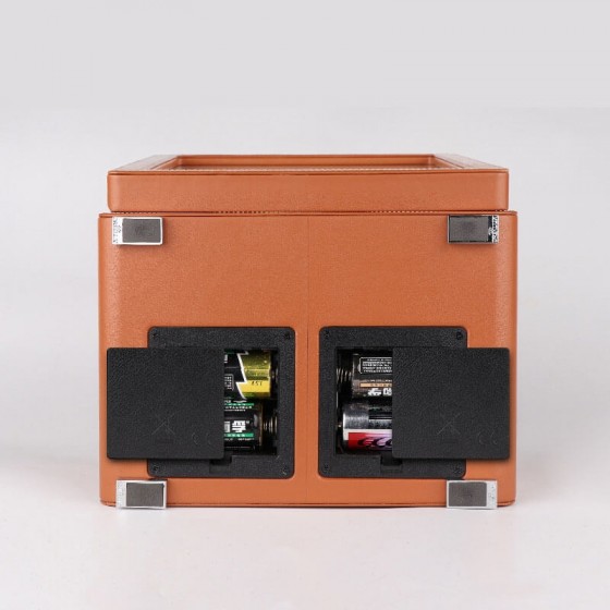 LCD Touch Automatic 6 Slot Uhrenbeweger mit braunem Leder
