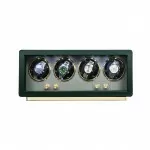 Automatic Winder for 4 Watches in Rolex Green Leather