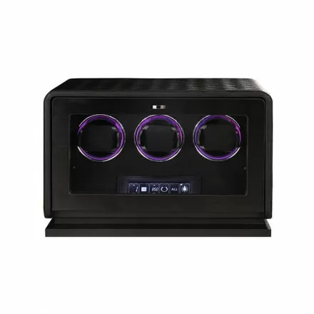 Luxury 3-Watch Winder with Black Leather for Automatic Watches