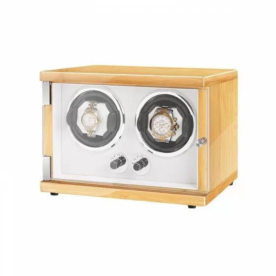 Wooden Double Automatic Watch Winding Machine - Burlywood