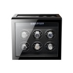 6 Watch Winder with 5 Extra Storage in Striped Ebony Wood - Dark Warrior