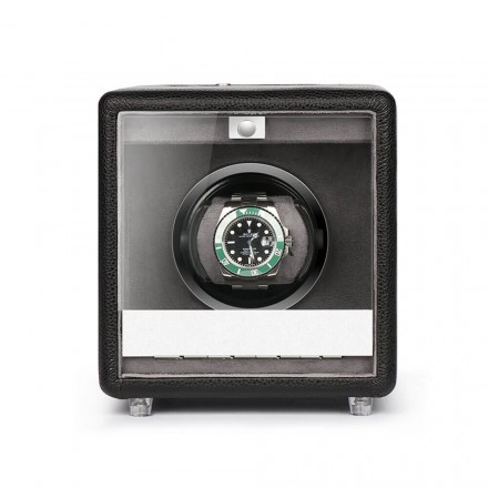 Roroos classic leather single automatic watch winder in premium leatherette finish with glass window
