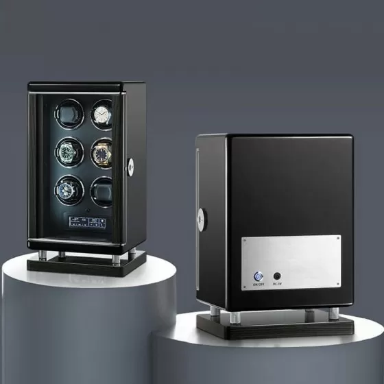 La meilleure boîte de rangement de remontoir de montre automatique en bois de la conception 6 avec écran tactile LCD