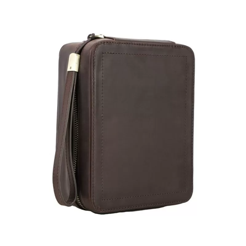Handmade genuine leather 2-slot travel case for watch and glasses – Roroos Singapore