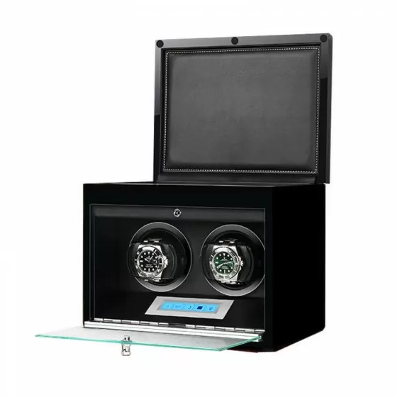 2 Watch Winder in Black with Extra Storage Area