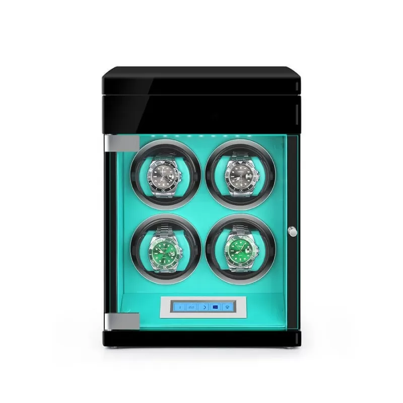 Tiffany blue quad watch winder and jewelry box with 4 independent winding slots – Roroos luxury automatic winder