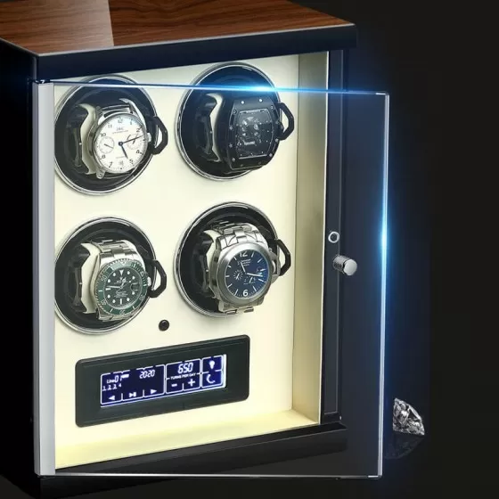 Remontoir intelligent premium Roroos pour 4 montres automatiques — design sécurisé