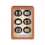 LCD Touch Automatic 6 Slot Uhrenbeweger mit braunem Leder