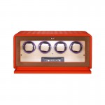 Roroos 4-Automatic Watch Winder in Rich Orange Leather