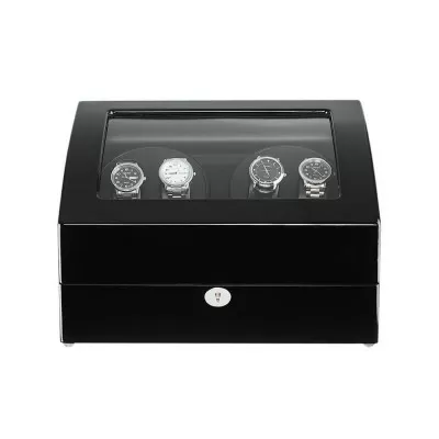 Remontoir Automatique Pour 4 Montres - Boîtier De Présentation Avec Moteur Silencieux (<5 DB) Et Fenêtre En Verre - Noir, 34x20x18 Cm