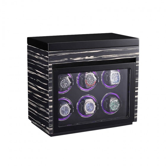 6 watch display storage compartment open showing watch holders and organisation slots