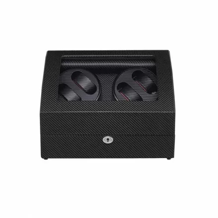 Roroos carbon fiber style 4-watch winder box with 6 additional watch storage compartments