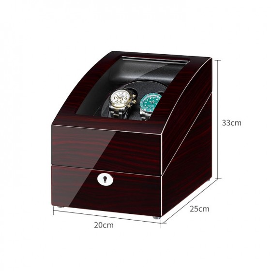 Compact ebony wood 2-slot automatic watch winder on office desk – Singapore watch winder box