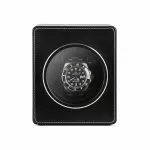 Single Watch Winder in Black PU Leather