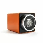 Single Watch Winder in Orange PU Leather with Aluminium Window