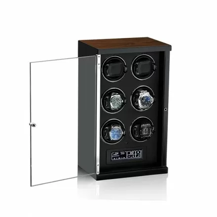 Touch Control Automatic Watch Winder with 6 Slots - Black Interior Overview
