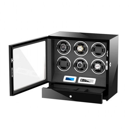 Automatic 6 Watch Winder Box With Lcd Touch Screen in Black Interior | To one's surprise gift Overview