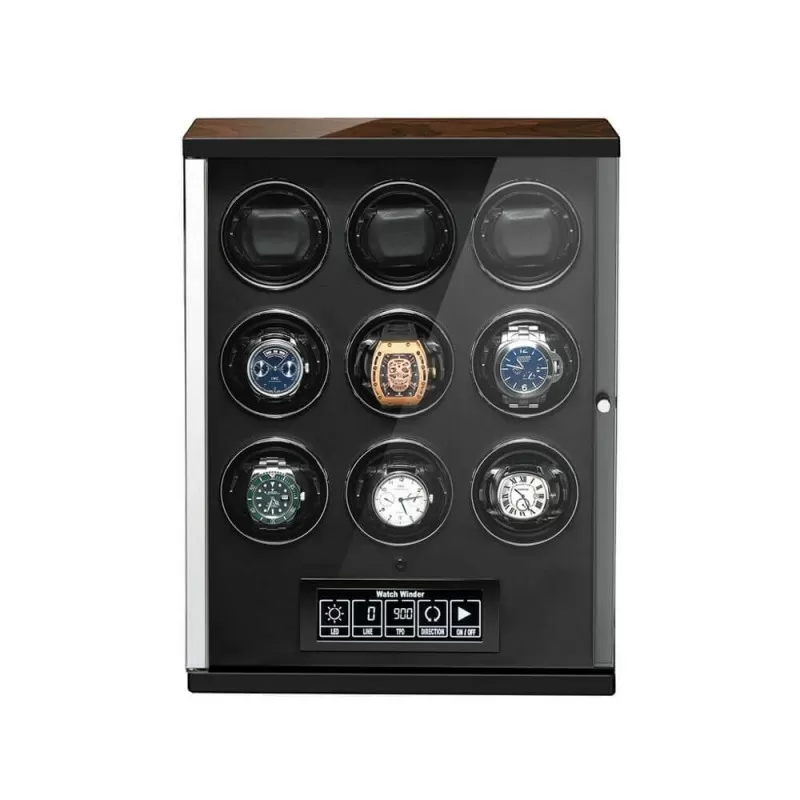 Roroos 9-slot automatic watch winder with LCD touch control panel