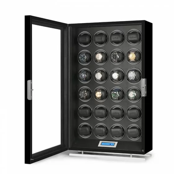 Professional 24-watch automatic winder cabinet opened