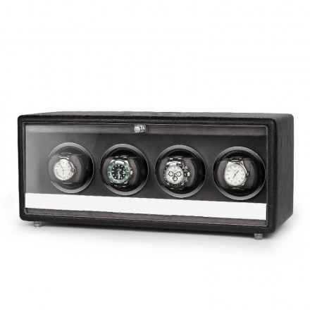 Roroos classic leather quad watch winder for 4 automatic watches – premium leather exterior, silent motor Overview