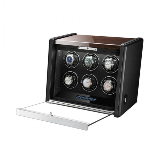 6 Watch Winder in Walnut Wood with Piano Lacquer - Z-Style