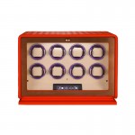 Remontoir de montre automatique exquis à 8 emplacements en cuir orange vif