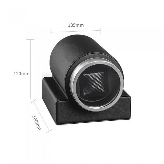 Remontoir de montre simple classique en cuir noir avec fenêtre en verre