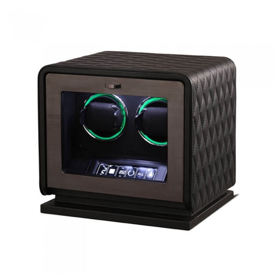 Coussins ultra-doux remontoir double cuir noir montre automatique de luxe
