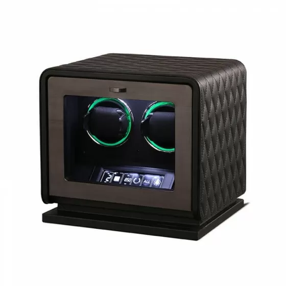 Coussins ultra-doux remontoir double cuir noir montre automatique de luxe