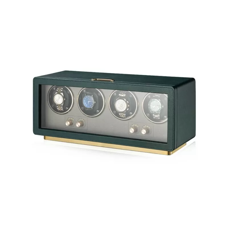 Carica orologi automatico 4 posti in pelle verde compatibile Rolex – Roroos