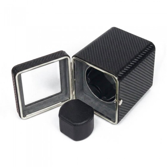 Roroos carbon fiber single watch winder box - opened