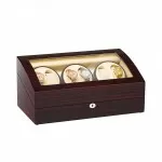 Classic Ebony Six Pieces Watch Winder With Beige Interior