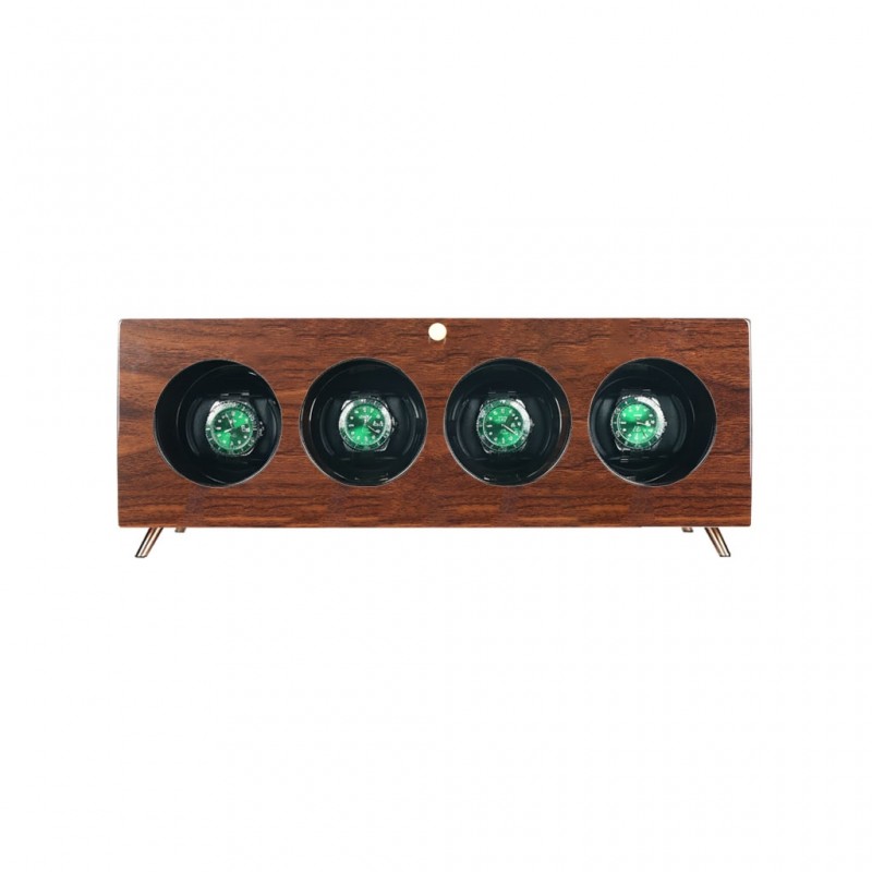 Roroos solid wood quad watch winder holding 4 Rolex automatic watches with LED illumination