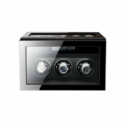 Best Watch Winder for a Rolex with Extra Storage in Striped Ebony Wood - Dark Warrior