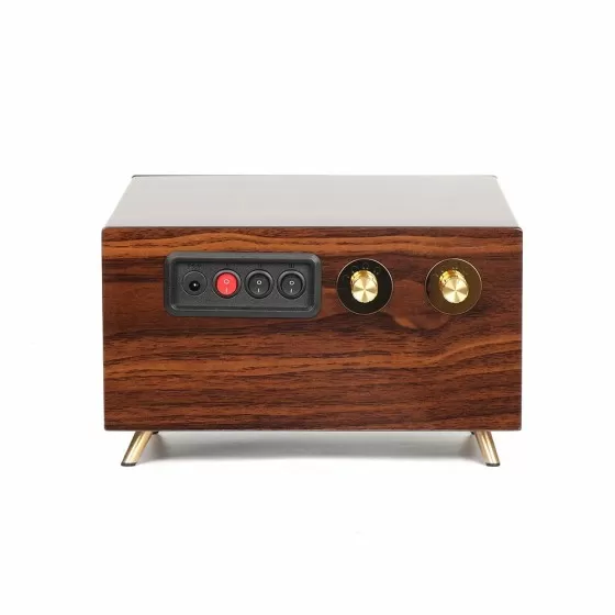 Solid ebony wood double watch winder for 2 automatic watches — back view